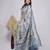 Blue printed silk blend ethnic saree with blouse piece