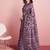 Purple elegant printed silk cotton saree with blouse piece