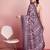 Purple elegant printed silk cotton saree with blouse piece