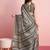 Cream floral printed jute casual saree with blouse piece
