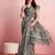 Cream floral printed jute casual saree with blouse piece
