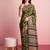 Green elegant printed silk cotton saree with blouse piece