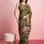 Green elegant printed silk cotton saree with blouse piece
