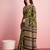 Green elegant printed silk cotton saree with blouse piece