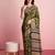 Green floral printed jute casual saree with blouse piece