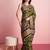 Green floral printed jute casual saree with blouse piece
