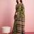 Green floral printed jute casual saree with blouse piece