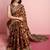 Red elegant printed silk cotton saree with blouse piece