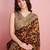 Red elegant printed silk cotton saree with blouse piece