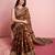Red floral printed jute casual saree with blouse piece
