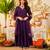 Purple viscose chanderi embroidered kurta pant dupatta set