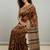 Multi floral printed jute casual saree with blouse piece