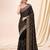 Black vichitra silk blend heavy embroidery designer saree for women