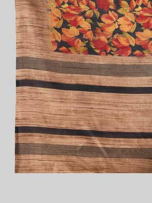 Multi floral printed jute casual saree with blouse piece 5