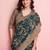 Blue elegant printed silk cotton saree with blouse piece