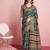 Blue elegant printed silk cotton saree with blouse piece