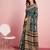 Blue elegant printed silk cotton saree with blouse piece
