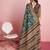 Blue elegant printed silk cotton saree with blouse piece