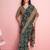 Blue floral printed jute casual saree with blouse piece