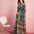 Blue floral printed jute casual saree with blouse piece