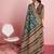 Blue floral printed jute casual saree with blouse piece