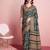 Blue floral printed jute casual saree with blouse piece