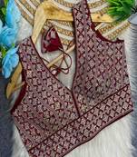 Maroon heavy embroidered silk bridal blouse | designer sequin work readymade saree blouse for women