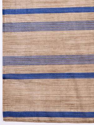 Blue elegant printed silk cotton saree with blouse piece 5