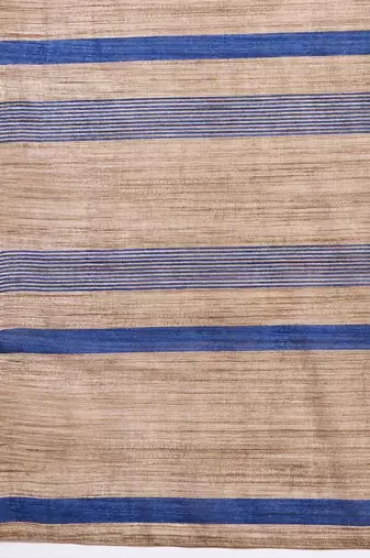 Blue elegant printed silk cotton saree with blouse piece