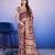 Red elegant printed silk cotton saree with blouse piece