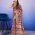 Red elegant printed silk cotton saree with blouse piece