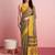 Yellow elegant printed silk cotton saree with blouse piece