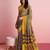 Yellow elegant printed silk cotton saree with blouse piece