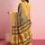 Yellow elegant printed silk cotton saree with blouse piece