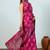 Pink printed silk blend ethnic saree with blouse piece