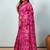 Pink printed silk blend ethnic saree with blouse piece