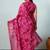 Pink printed silk blend ethnic saree with blouse piece
