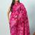 Pink printed silk blend ethnic saree with blouse piece