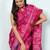 Pink printed silk blend ethnic saree with blouse piece