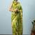 Green printed silk blend ethnic saree with blouse piece