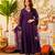 Purple viscose chanderi embroidered kurta pant dupatta set