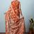 Orange printed silk blend ethnic saree with blouse piece