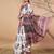 Purple floral printed jute casual saree with blouse piece