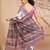 Purple floral printed jute casual saree with blouse piece