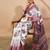 Purple floral printed jute casual saree with blouse piece