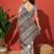 Grey floral printed jute casual saree with blouse piece