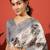 Grey floral printed jute casual saree with blouse piece