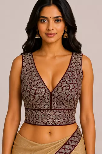 Maroon heavy embroidered silk bridal blouse | designer sequin work readymade saree blouse for women