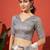 Grey floral printed jute casual saree with blouse piece