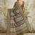 Green floral printed jute casual saree with blouse piece